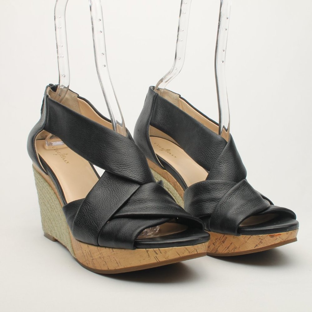 Cole Haan Crisscross Black Wedge Espadrille Sandle size 11B Like New - Picture 3 of 16